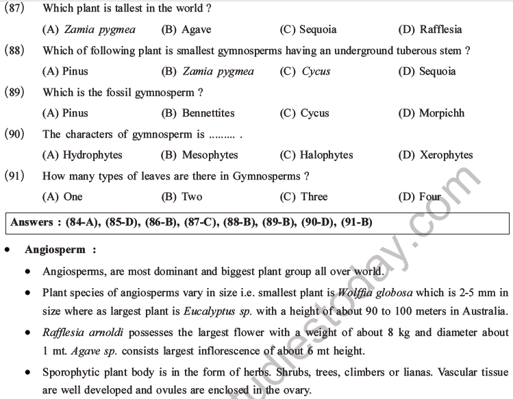 Neet Biology Classification Of Plant Kingdom Mcqs Set A Multiple